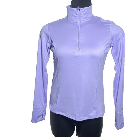 Brooks Womans Size Small Violet Dash 1/2 Zip Mock Neck Top Pocket Thumbholes - Picture 6 of 10